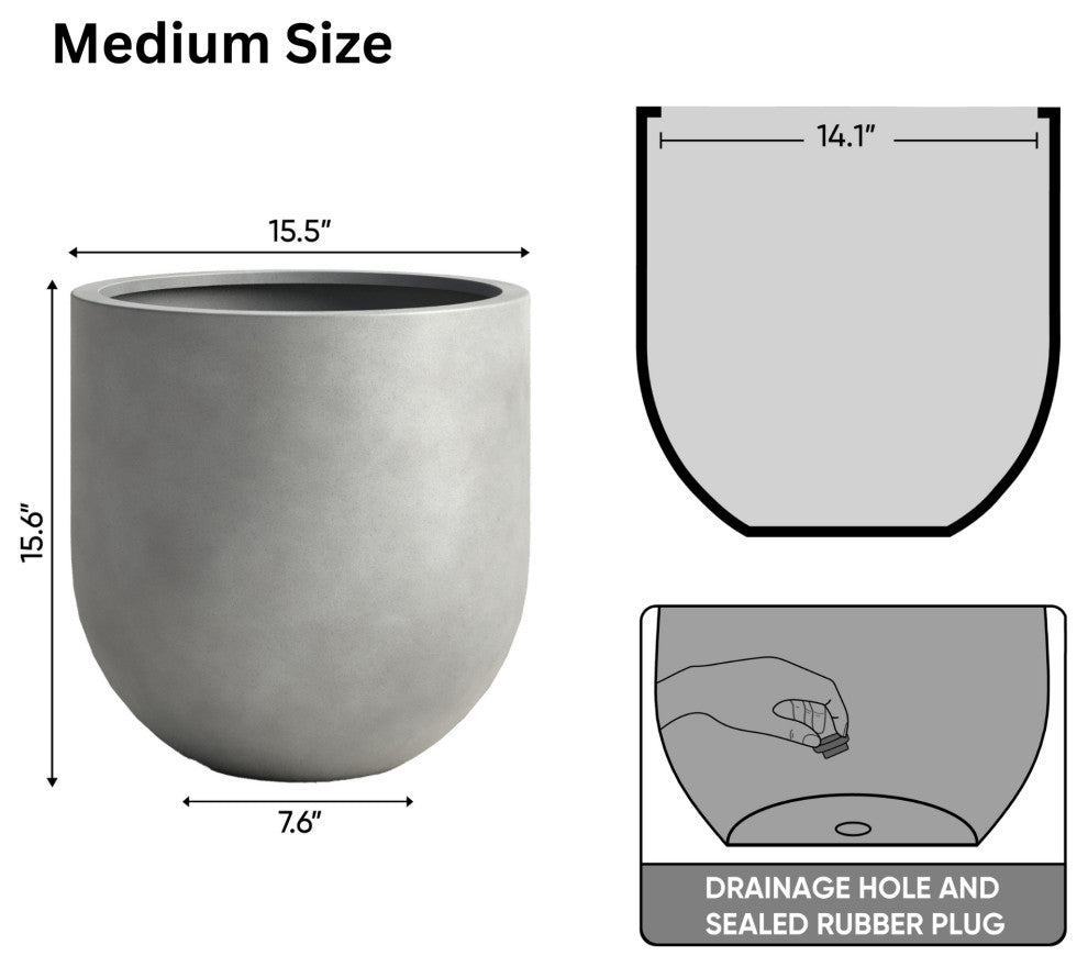 DTY Signature Mount Antero 1-piece Fiberstone Bullet Planter, Gray, Medium