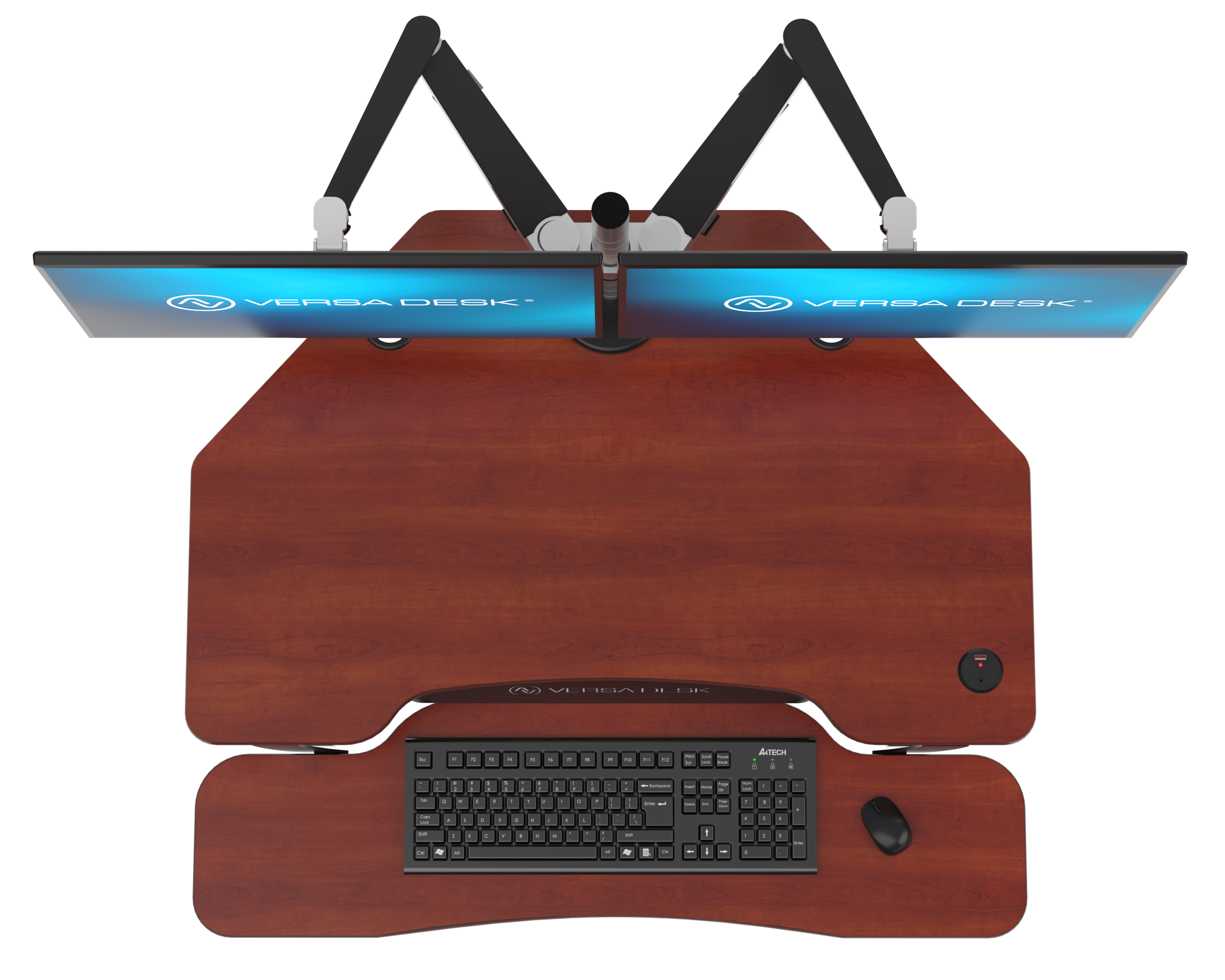 VersaDeskÂ® PowerProÂ® Corner Electric Standing Desk Converter with USB Charging, Cherry