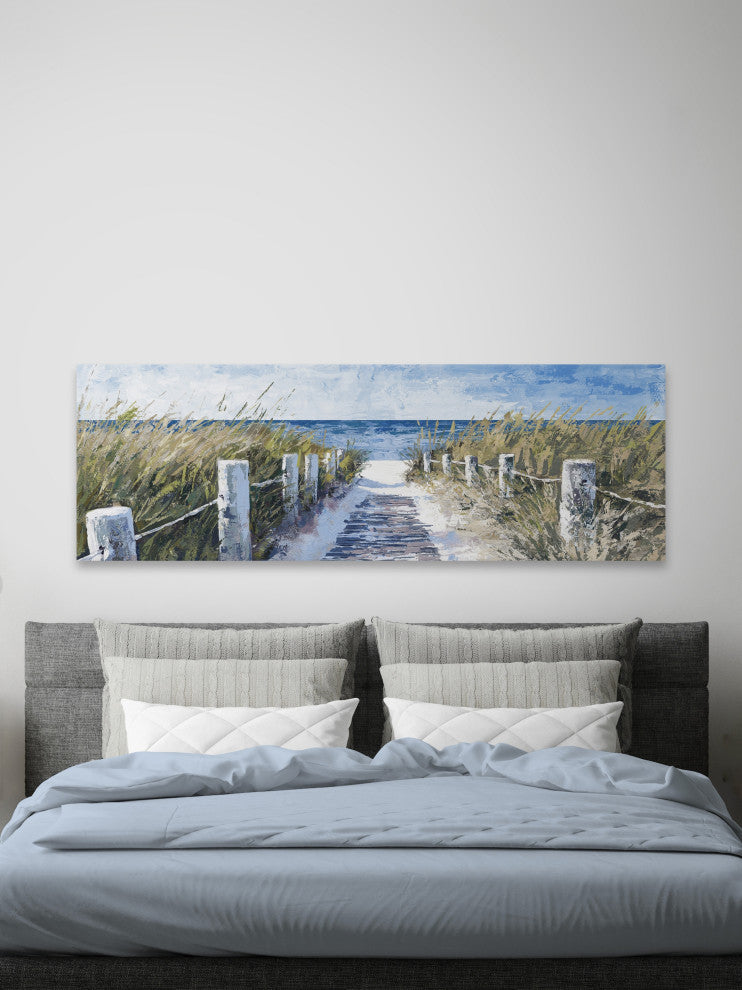 "Sandy Beach Pathway" Painting Print on Wrapped Canvas, 45x15