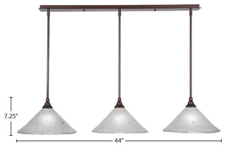 Stem 3-Light Pendalier with Hang Straight Swivel, Bronze/Frosted Crystal