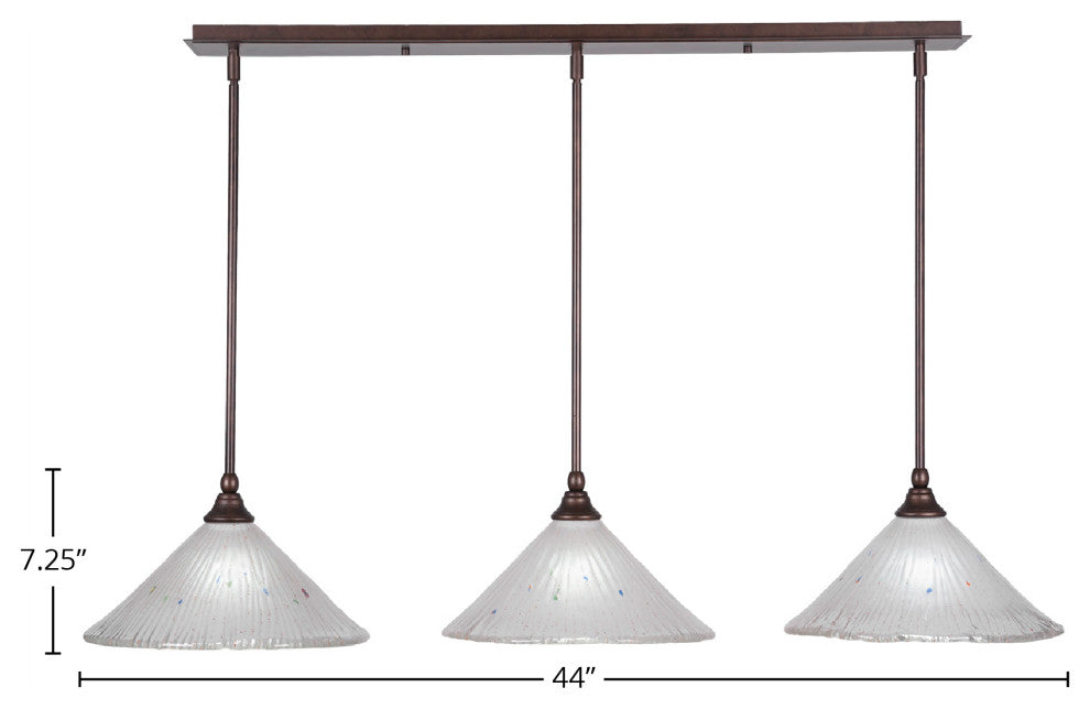 Stem 3-Light Pendalier with Hang Straight Swivel, Bronze/Frosted Crystal