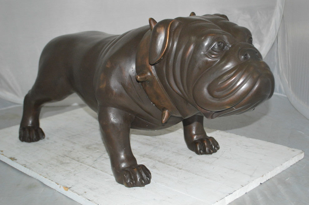 Bulldog Bronze Statue -  Size: 31"L x 14"W x 15"H.