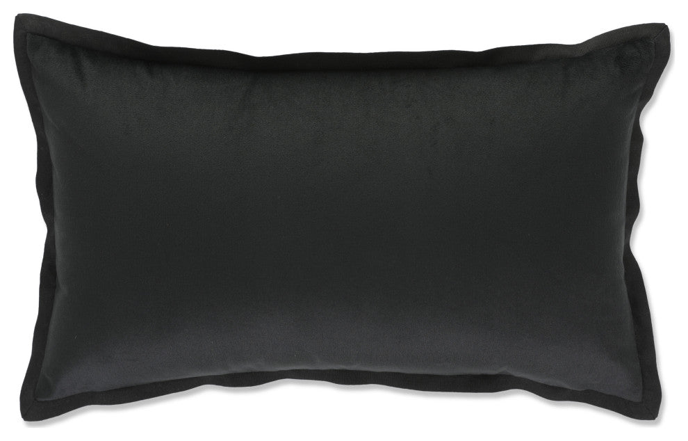 Velvet Flange Black Rectangular Throw Pillow