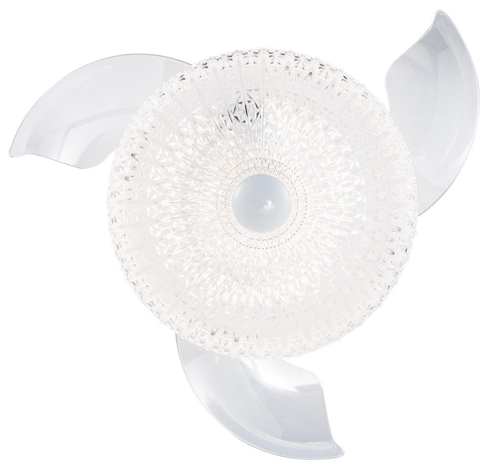 42" Crystal Retractable Ceiling Fan with 6-SPEED, LED light and Remote, White