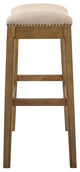 Saddle Style 30" Bar Height Stool With Cream Fabric