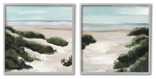 Tall Grass Sand Dunes Soft Wave Beach Landscape,2pc, each 24 x 24