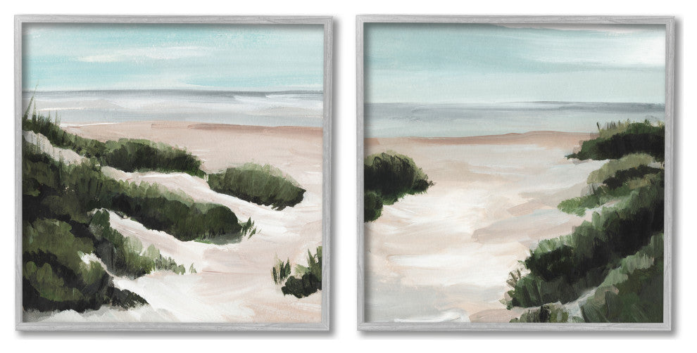 Tall Grass Sand Dunes Soft Wave Beach Landscape,2pc, each 24 x 24