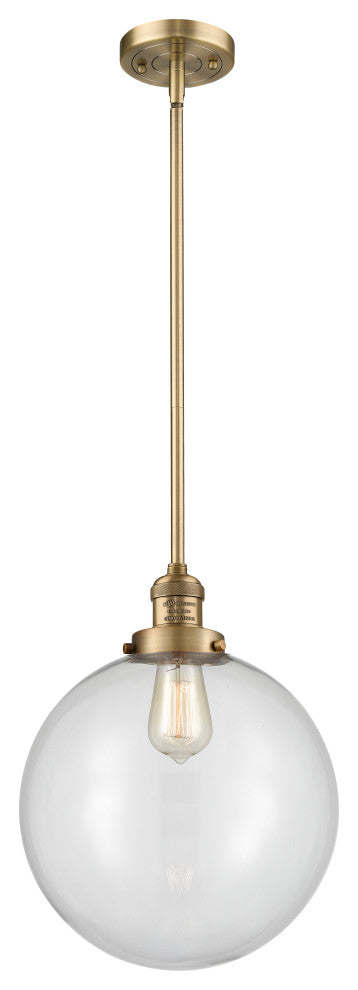 Beacon Mini Pendant, Brushed Brass, Clear