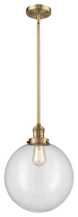 Beacon Mini Pendant, Brushed Brass, Clear