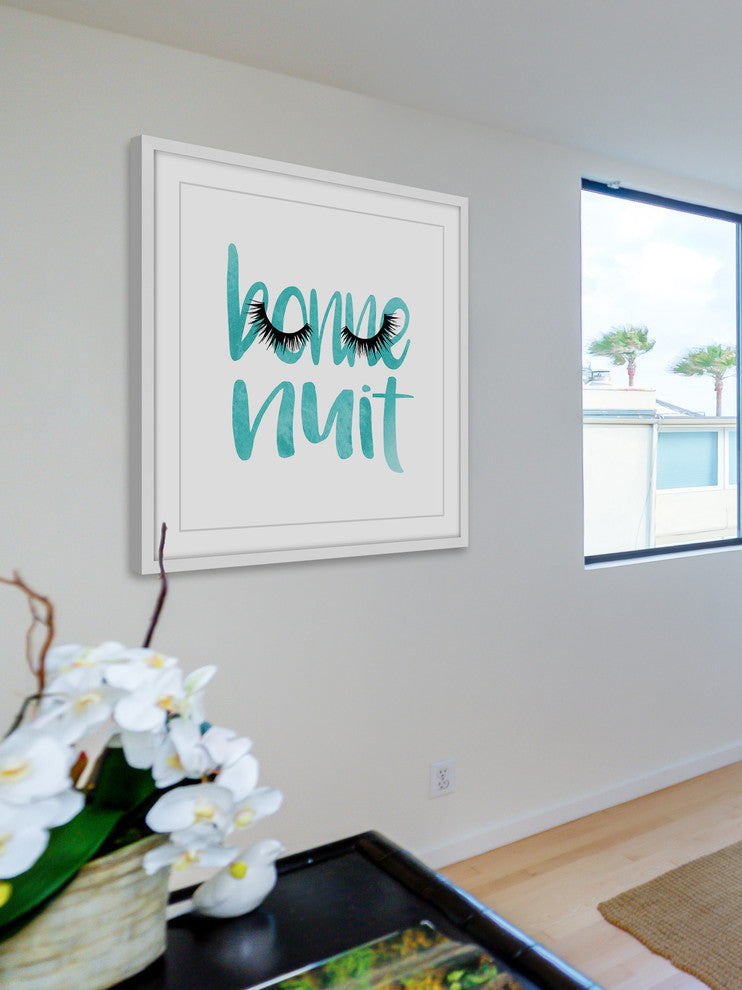 Marmont Hill, "Bonne Nuit Teal" by Amanda Greenwood Framed Painting Print, 32x32