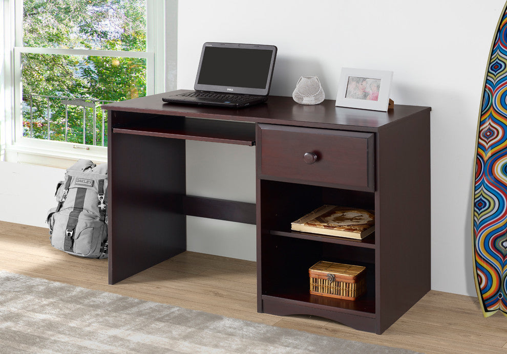 Essentials Computer Desk with Keyboard Tray, Cappuccino Finish