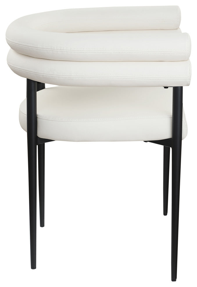 Lavina Upholstered Dining Chair, Cream, Vegan Leather, Set of 2