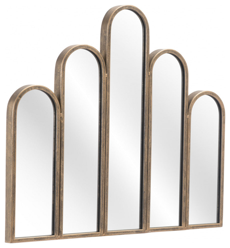 Antiqued Gold Deco Shape Mirror