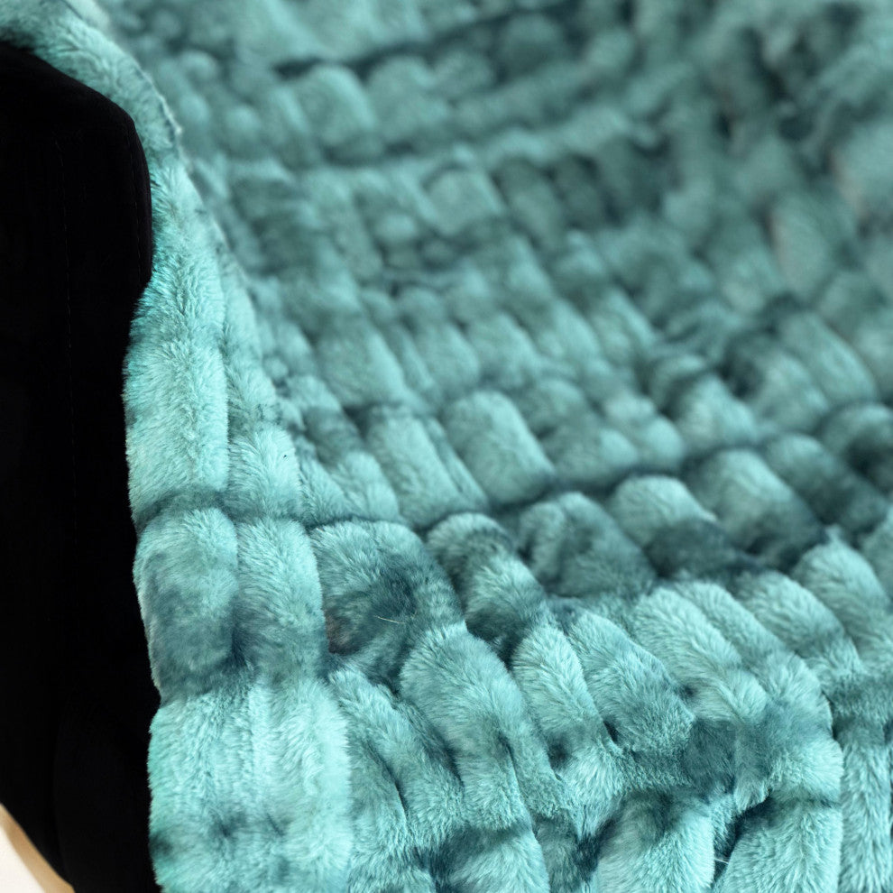 Plutus Teal Sherpa Faux Fur Luxury Throw Blanket, Throw 60"W x 84"L