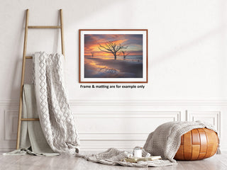 Sunrise and Trees At Edisto Island Coastal Landscape Photo Loose Wall Art Print, 11" X 14"