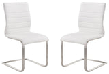 Fusion Contemporary Side Chair In White and Stainless Steel - Set of 2
