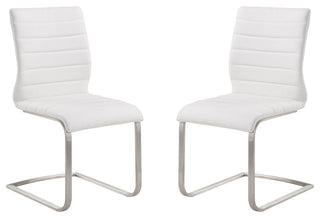 Fusion Contemporary Side Chair In White and Stainless Steel - Set of 2