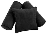 Solid Microsuede Throw Pillows with Inserts, Set of 3, Aqua Blue, Black