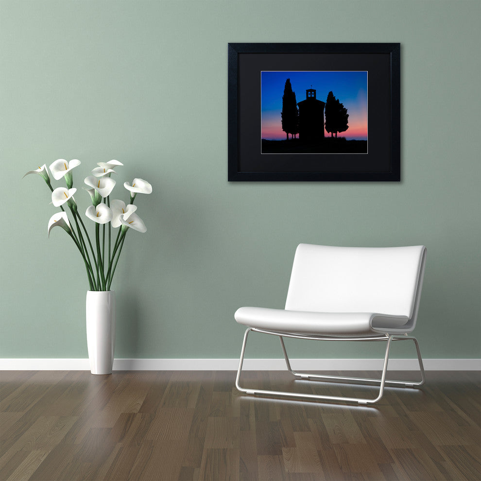 Michael Blanchette 'Vitaleta Chapel' Art, Black Frame, Black Mat, 14x11