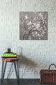 "White Cherry Blossom I on Gray" Giclee Canvas Wall Art, 26"x26"