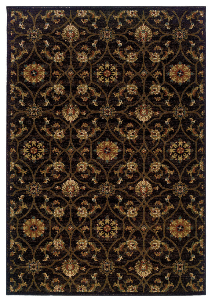 Oriental Weavers Hudson Collection Black/Brown Floral Indoor Area Rug 5'3"X7'6"