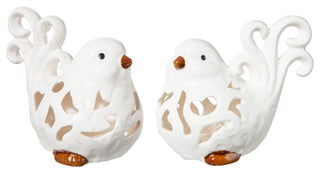 Ceramic Cardinal Bird Figurine Gloss White Finish