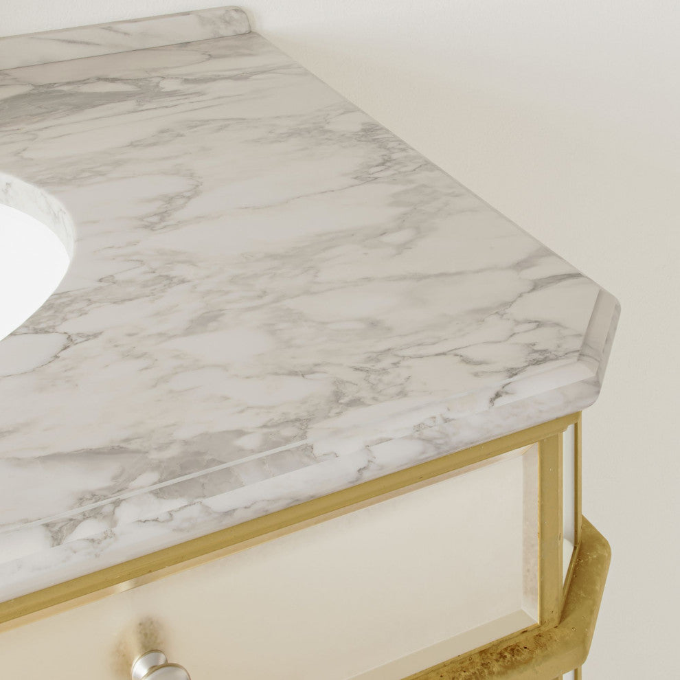 The Calista Bathroom Vanity, Gold, 32", Single Sink, Freestanding