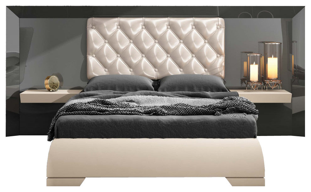 Md Karen 31 Special Headboard Bedroom Set, Glossy Gray Cream, King