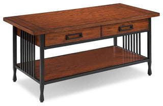 Leick Ironcraft Wood Coffee Table in Brown Burnished Oak