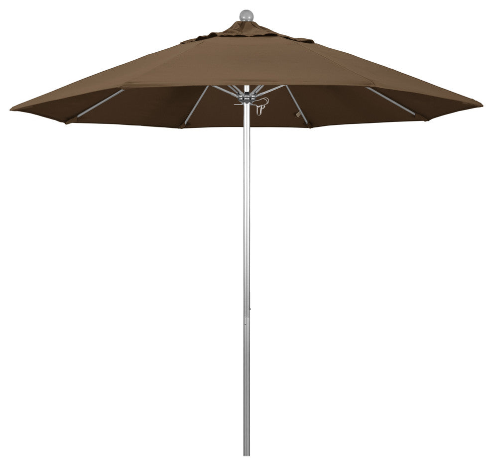 9' Fiberglass Umbrella Pulley Open Silver Anodized, Sunbrella, Cocoa
