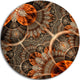 Orange Brown Digital Art Fractal Flower, Floral Disc Metal Artwork, 36"