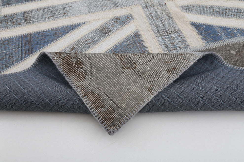 Rug N Carpet - Handwoven Anatolian 6' 7'' x 9' 11'' Flag Patchwork Rug