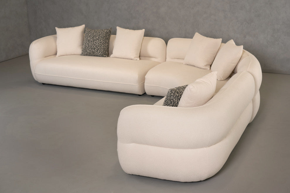 Divani Casa Drayton Modern Off-White Fabric Sectional Sofa