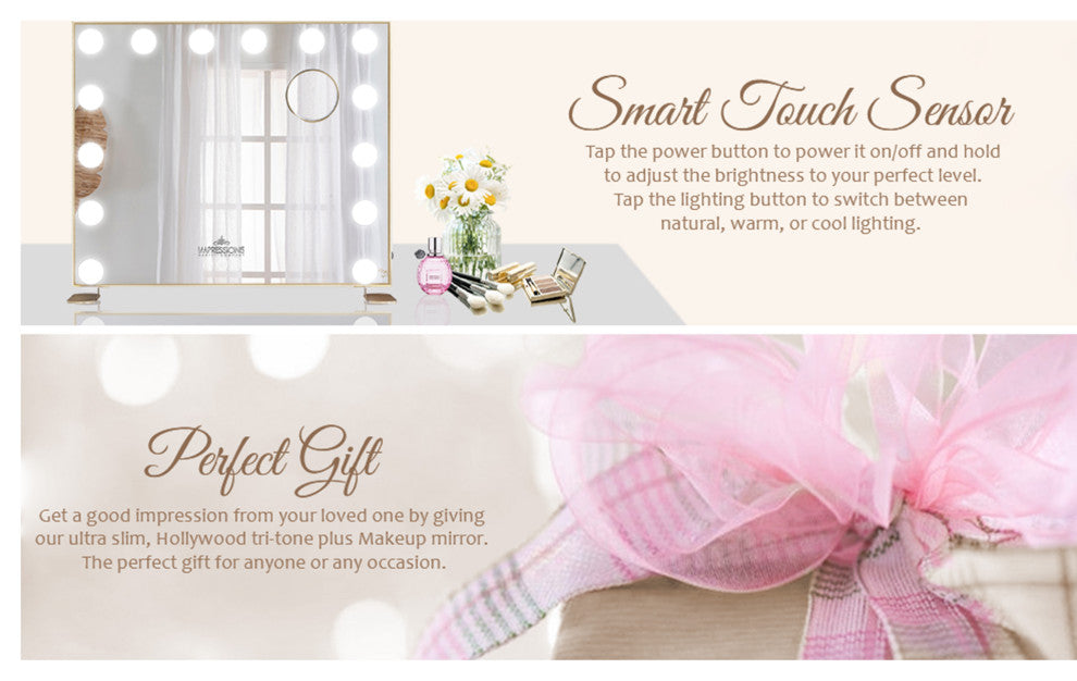 Hollywood Tri Tone Plus Makeup Mirror, Champagne Gold