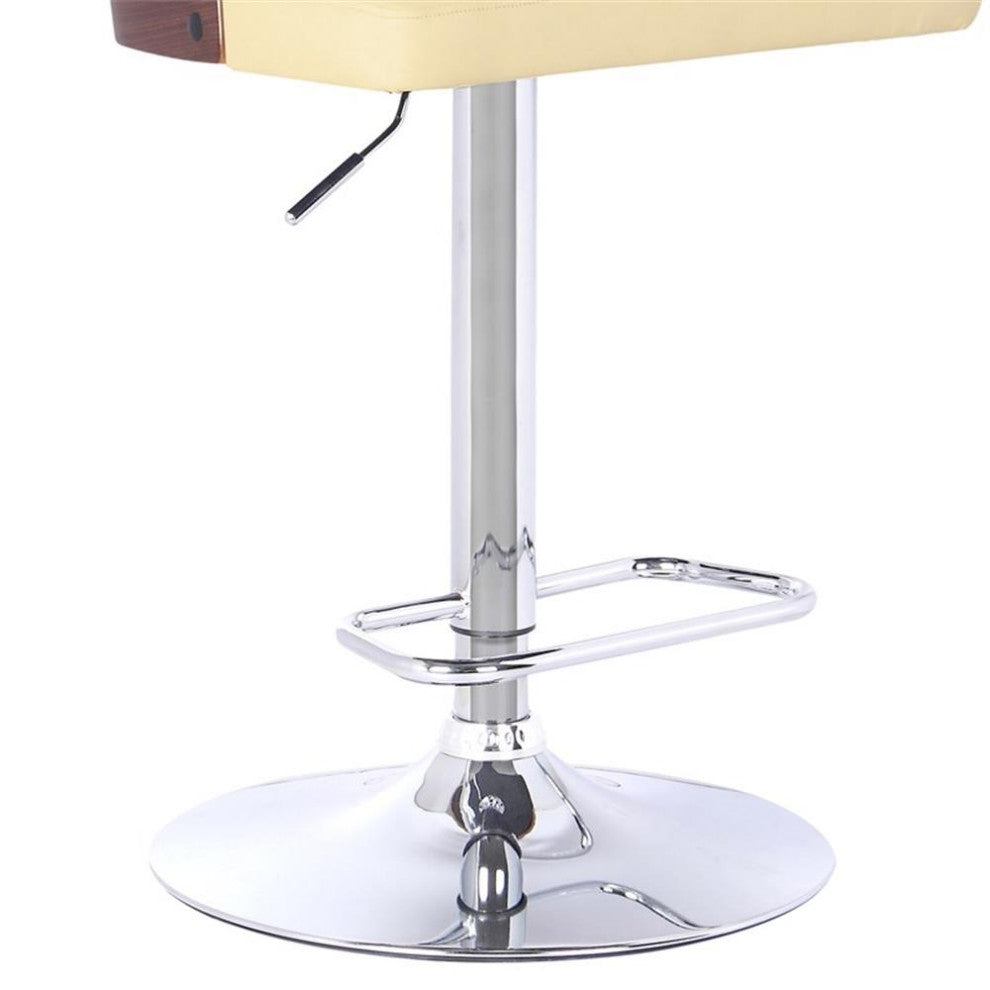 Armen Living Storm Mid-Century Faux Leather Bar Stool in Cream