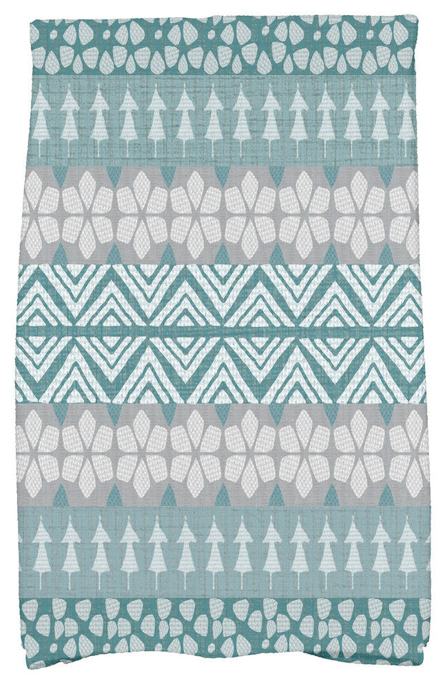 FairIsle, Geometric Print Hand Towel, Blue, 18 x 30"