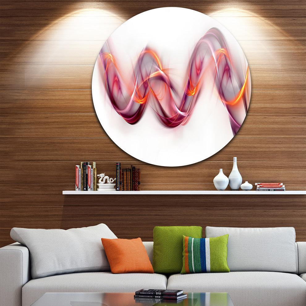 Tangled Pink Gold Waves, Abstract Digital Art Disc Metal Wall Art, 11"