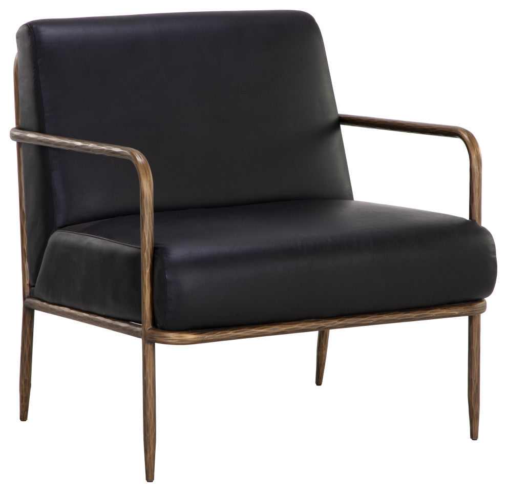 Lathan Lounge Chair, Charcoal Black Leather