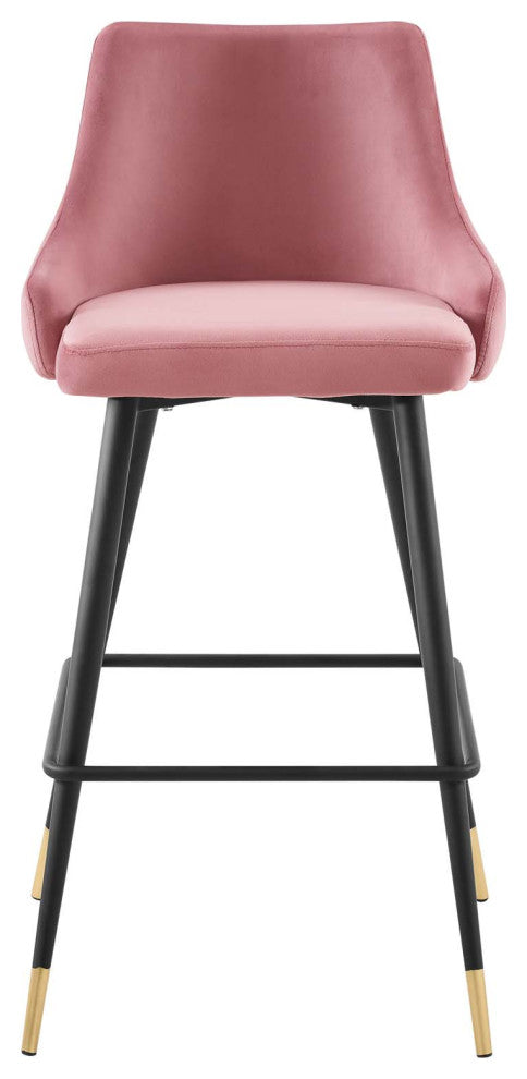 Bar Stool Chair Barstool, Set of 2, Velvet, Pink, Bar Pub Cafe Bistro Restaurant