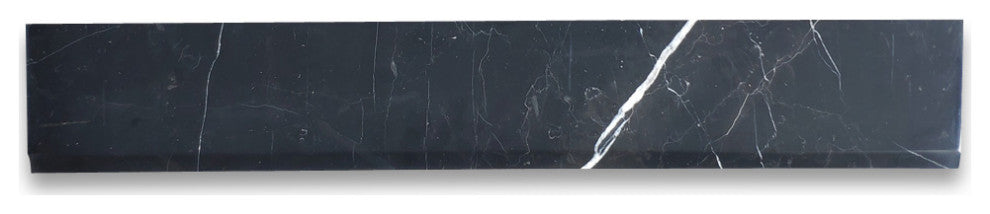 Nero Marquina Black Marble 6x36 Threshold Saddle Single Beveled Tile, 1 piece