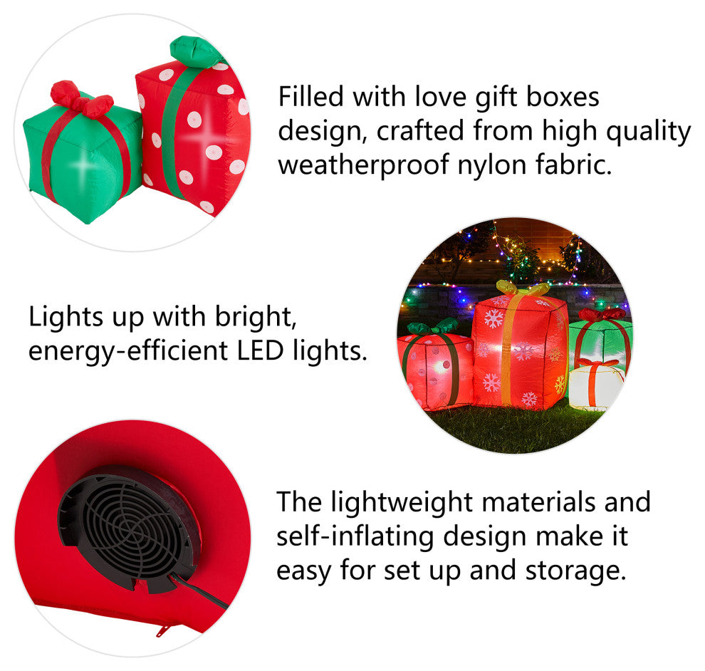 8FT Lighted Inflatable Gift Boxes Decor