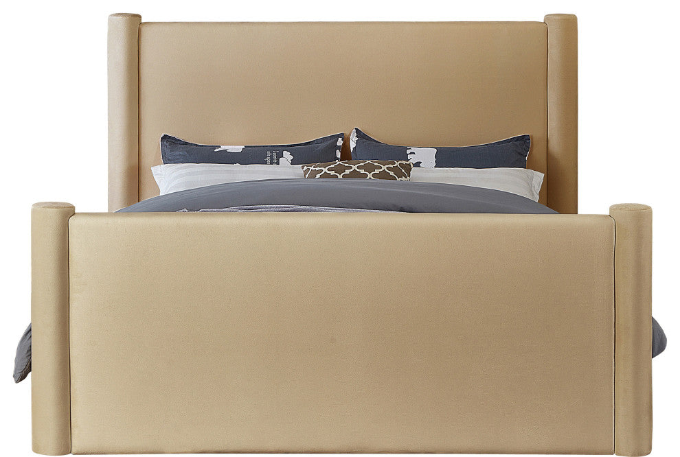 Elias Upholstered Bed, Camel, Full, Velvet