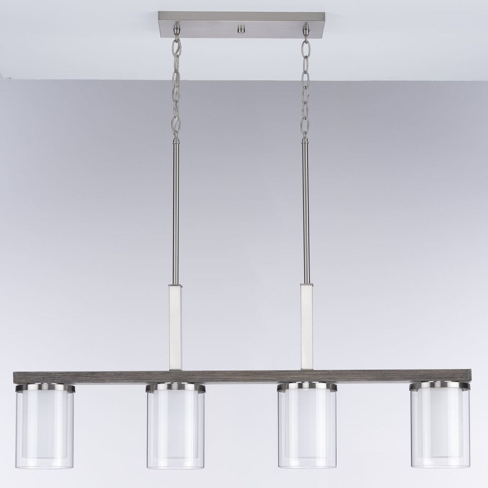 Mast Collection 4-Light Linear Chandelier, Brushed Nickel