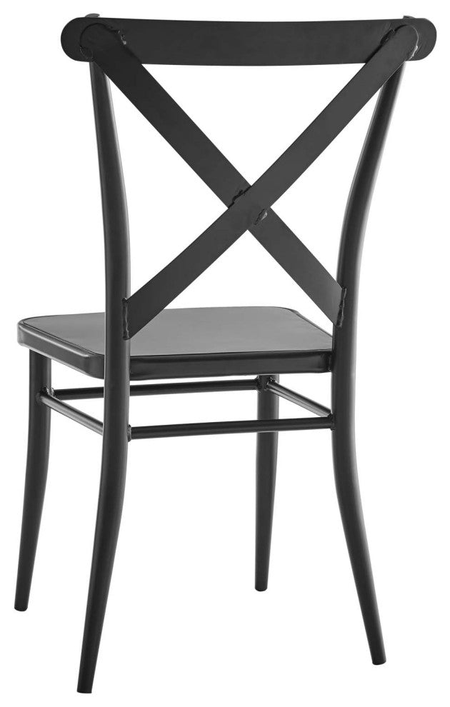 Side Dining Chair, Set of 2, Metal, Black, Modern, Bistro Restaurant Hospitality