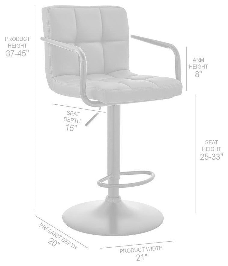 Laurant Adjustable Gray Faux Leather Swivel Bar Stool