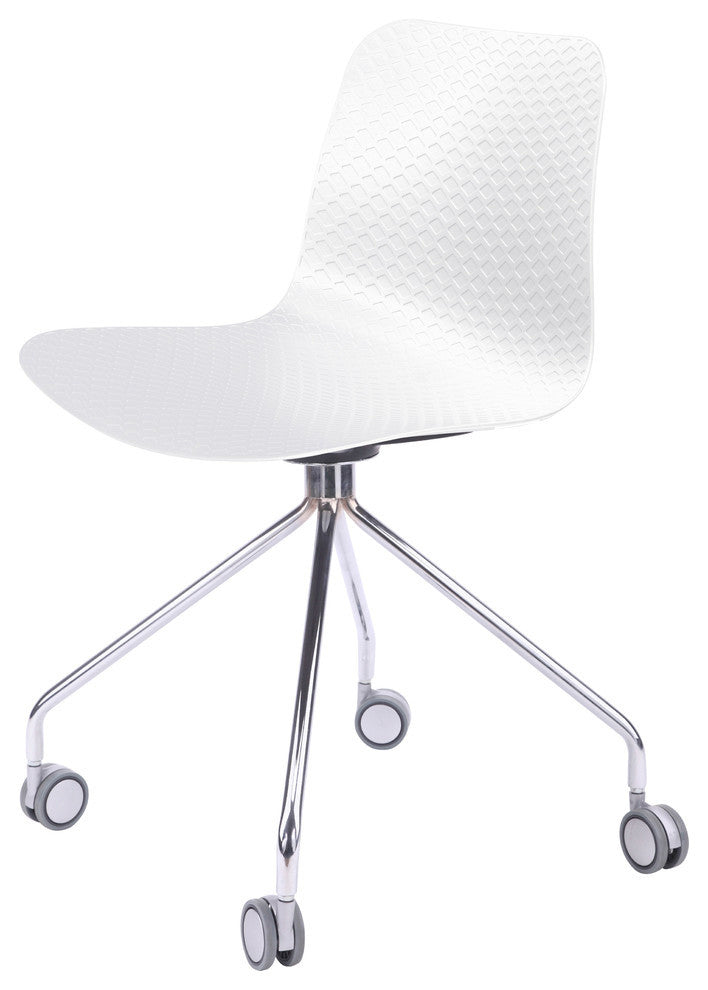 Hebe Series Office Chairs Molded Seat With Chrome Wheel Leg, Set of 2, White