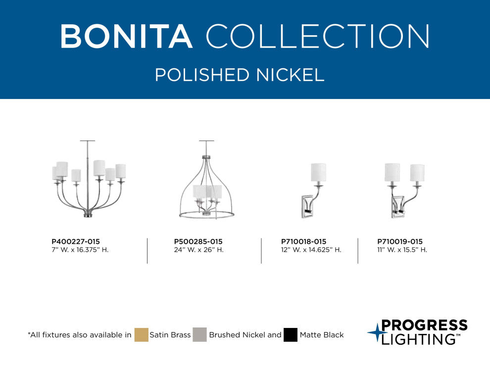 Bonita Collection 1-Light Wall Sconce, Polished Chrome