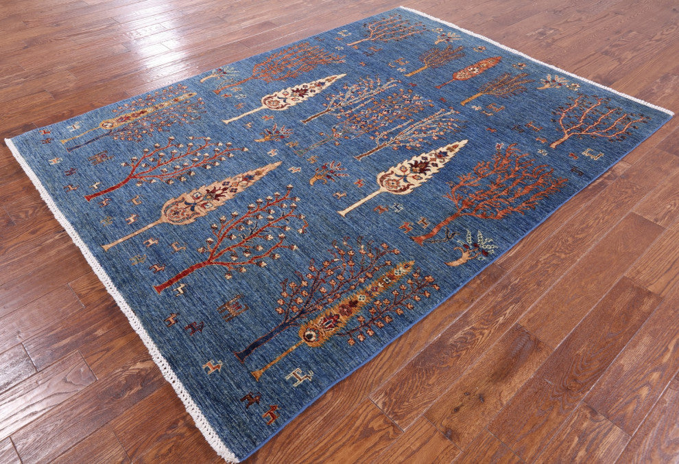 Tribal Persian Gabbeh Hand Knotted Rug 5' 9" X 7' 9" Q4941