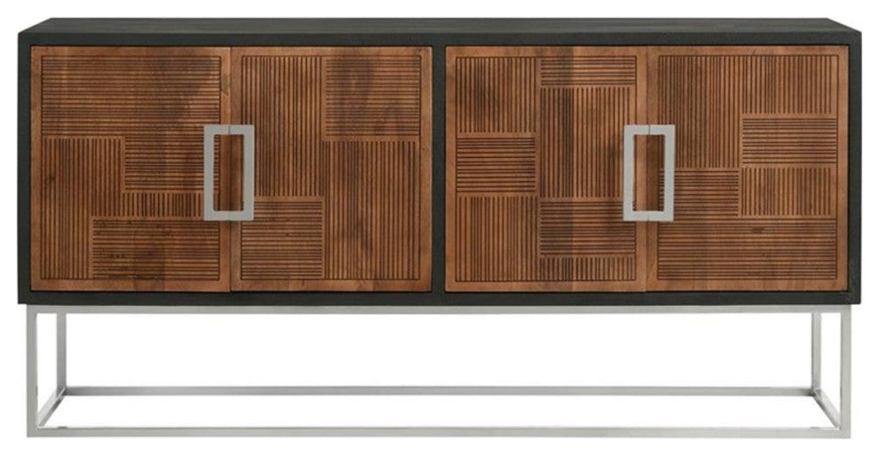 Coaster Borman 4-door Contemporary Wood Accent Cabinet in Walnut and Black