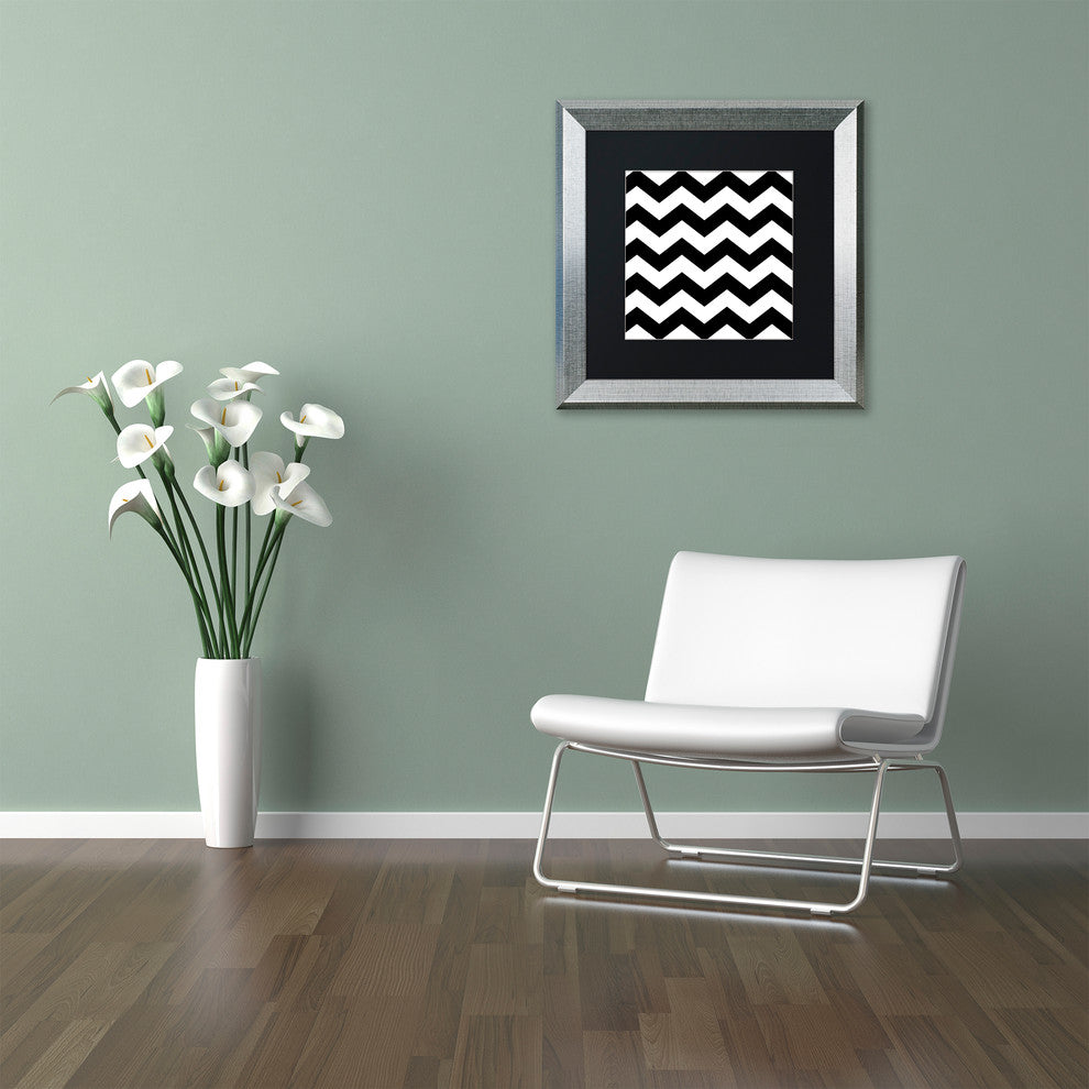 Color Bakery 'Xmas Chevron 6' Matted Framed Art, Silver Frame, Black Mat, 11x11